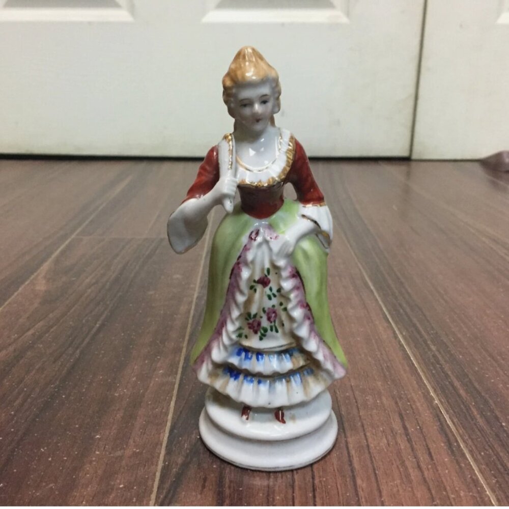 Vtg Ceramic Lady Figure 6" Occupied Japan Hand Painted Rococo Baroque Victorian